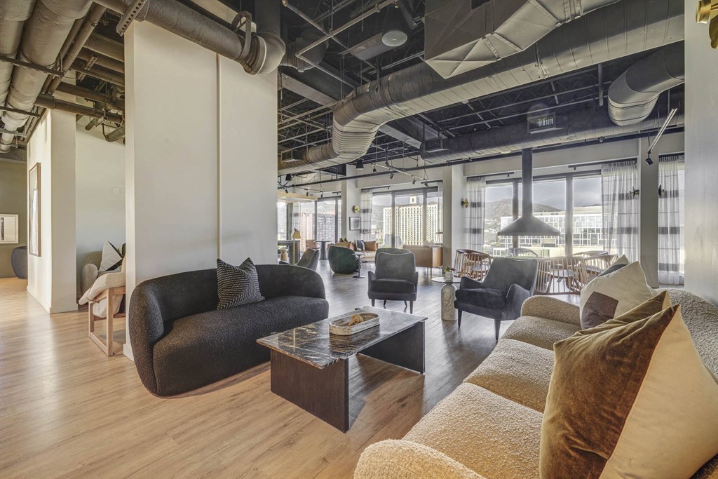 Expansive Lounge with couches chairs and a coffee table