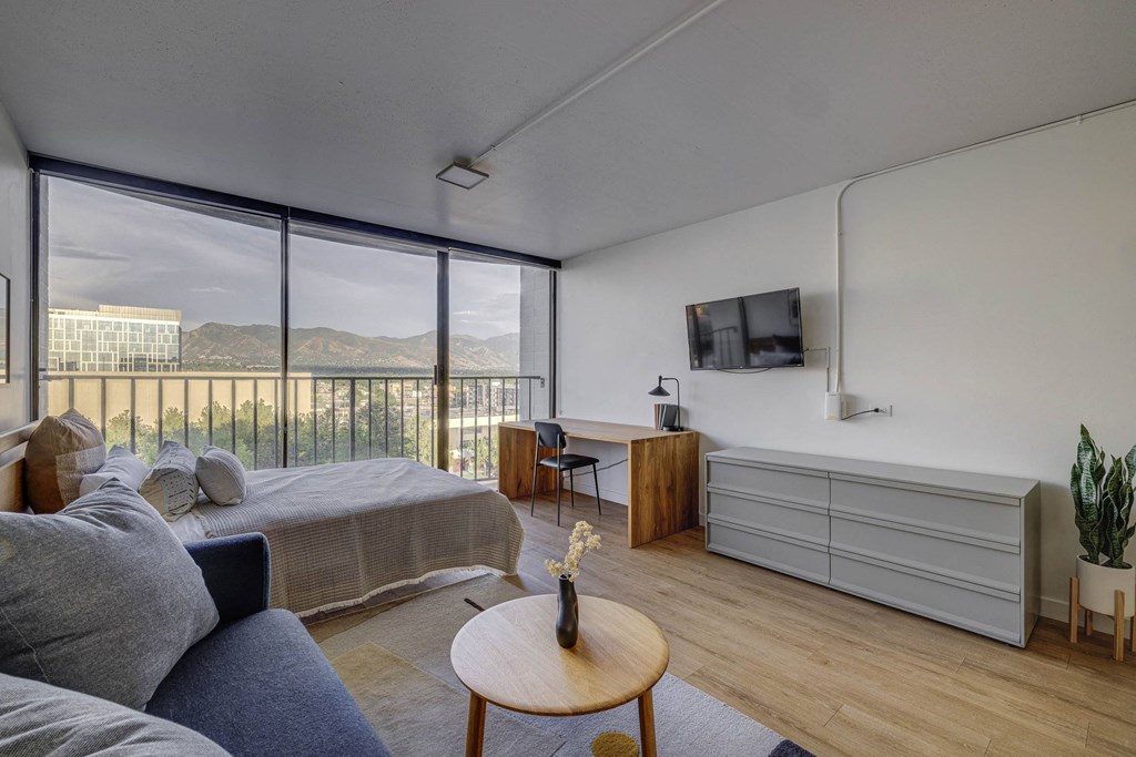 Bedroom with Expansive Floor-to-Ceiling Windows