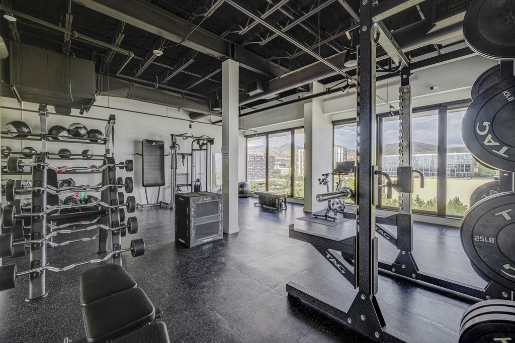 State-of-the-art Fitness Center with Panoramic City and Mountain Views