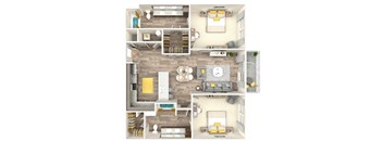 a floor plan of a house with a bedroom and a living room