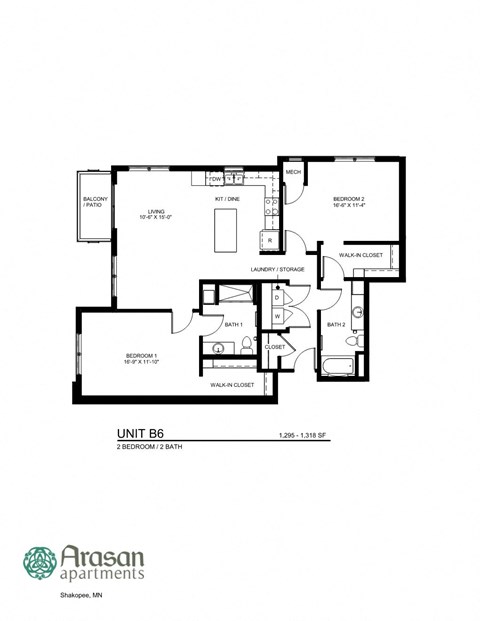 the floor plan of unit b3 of the aspen apartments