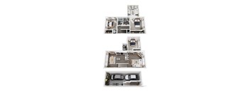 Three different floor plans of a house are shown.