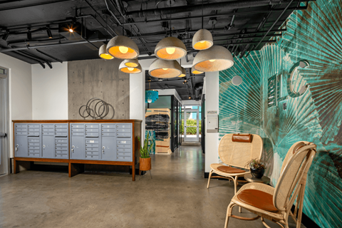 Lobby Area with lockers at The LC, Los Angeles, 90038