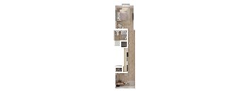 a floor plan of a house with a bedroom and a living room