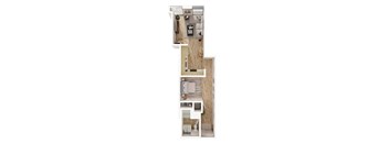 a floor plan of a house with a bedroom and a living room