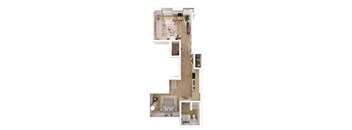 a floor plan of a house with a bedroom and a living room