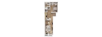 a floor plan of a home with a bedroom and a living room