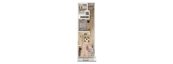a floor plan of a small apartment with a bedroom and a living room