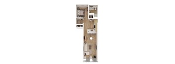 a floor plan of a small apartment with a bathroom and a living room
