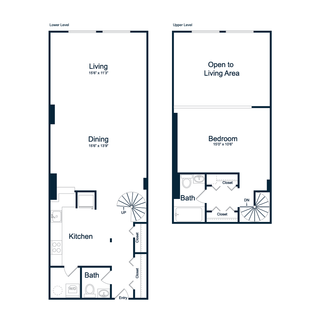 1 Bedroom 1.5 Bath Loft