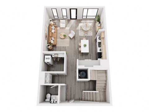 a floor plan of a bedroom with a living room