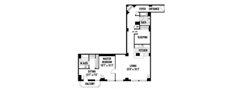 the floor plan of a small house with a bedroom and a living room