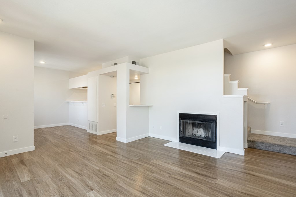 Living Space with Plank Flooring at Marquessa Villas, Corona, CA