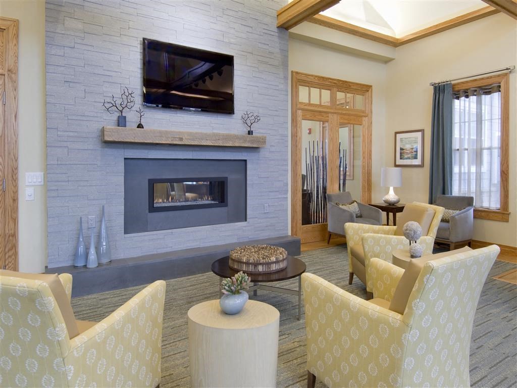 Resident Lounge With Fireplace at The Preserve at Cohasset, Cohasset, MA, 02025