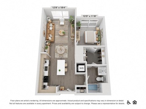 a 1 bedroom floor plan with a bathroom and a balcony