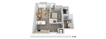 a 2 bedroom floor plan with a bathroom and a living room