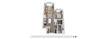 a 1 bedroom floor plan with a bathroom and a balcony
