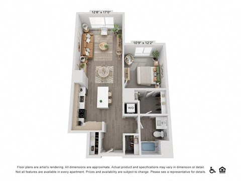 a 1 bedroom floor plan with a bathroom and a balcony