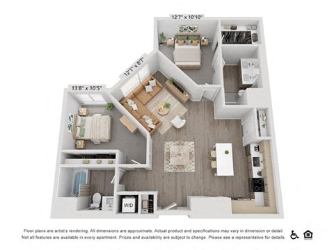 a floor plan of a 3 bedroom apartment