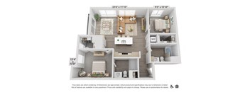 a floor plan of a 3 bedroom apartment