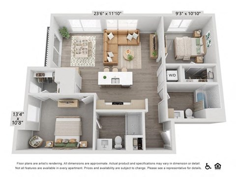 a floor plan of a 3 bedroom apartment