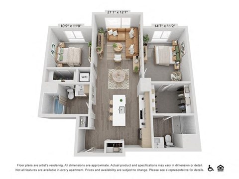 a floor plan of a 3 bedroom apartment