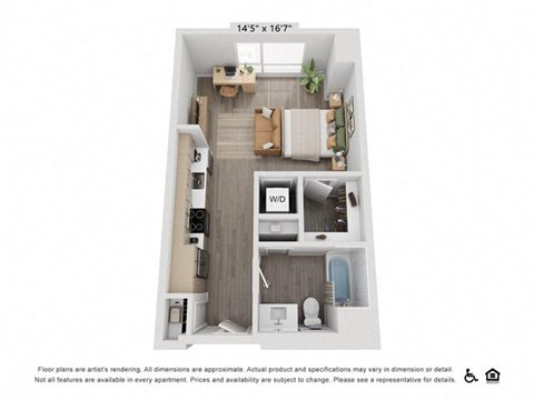 a floor plan of a 1 bedroom apartment