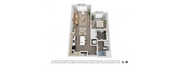 a 1 bedroom floor plan with a bathroom and a balcony