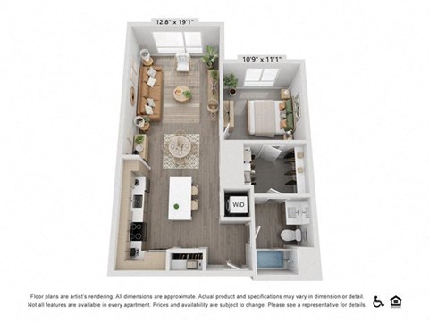 a 1 bedroom floor plan with a bathroom and a balcony
