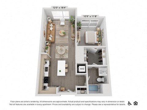 a 1 bedroom floor plan with a bathroom and a balcony