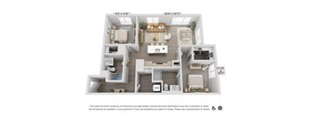 a floor plan of a 3 bedroom apartment