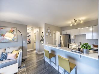 Fitted Kitchen With Island Dining at The 6Hundred, Worcester