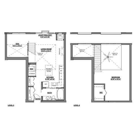 A floor plan of a two level home with a living room, kitchen, and bedrooms.