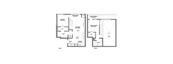 A floor plan of a two level home with a balcony and an outdoor terrace.