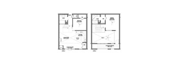 A floor plan of a two level home with a living room, bedrooms, and bathrooms.