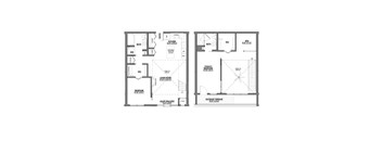 A floor plan of a house with two bedrooms, a living room, a kitchen, a bathroom, and a balcony.
