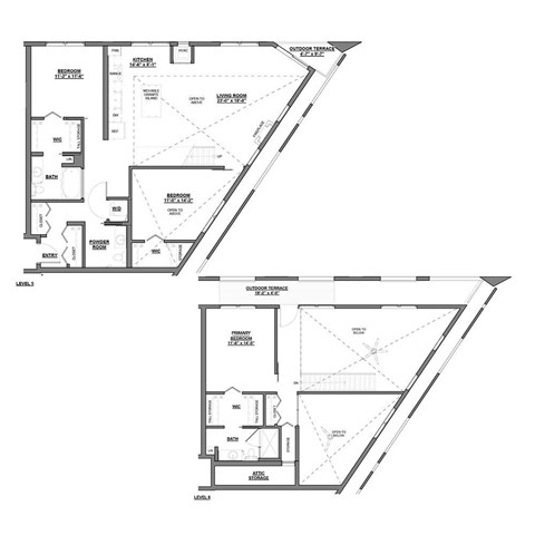 A black and white floor plan of a two-story house with labeled rooms.