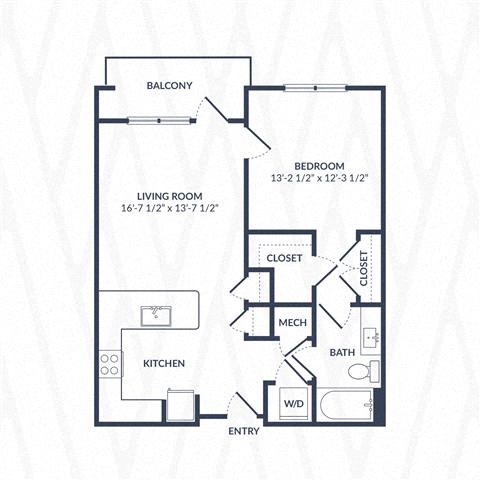 a floor plan of a living room and kitchen