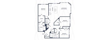 a floor plan of a house with bedrooms and a living room