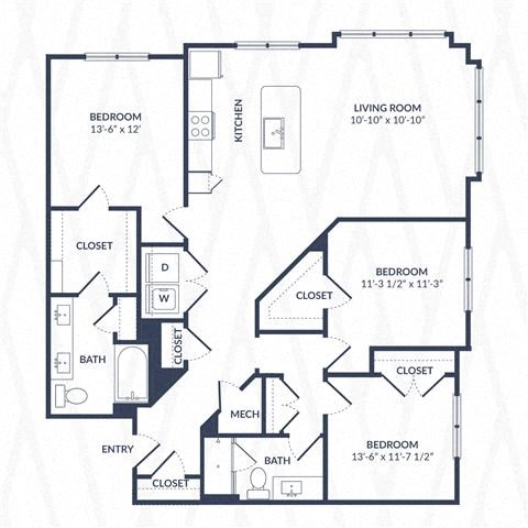a floor plan of a house with bedrooms and a living room
