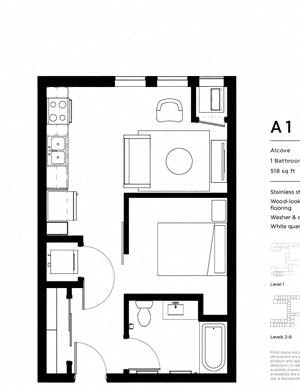 A1 Floor Plan One Bedroom One Bathroom
