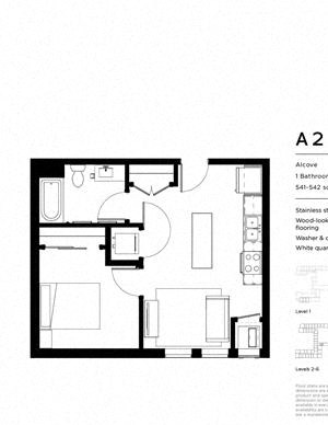 A2 Floor Plan One bedroom One bathroom