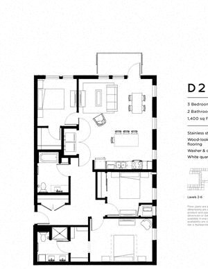 D2 Three bedroom Two bathroom