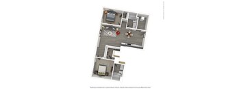 A 3D rendered image of a modern apartment.