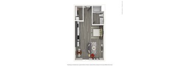 A floor plan of a modern apartment.