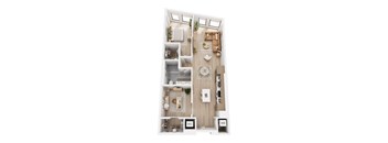 A top-down view of a house layout with labeled rooms.