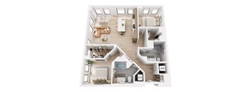A top-down view of a house layout with labeled rooms.