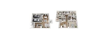 A floor plan of a two-bedroom apartment with a garage.