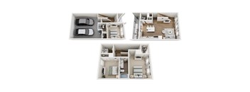A set of three images showing different floor plans of a house.