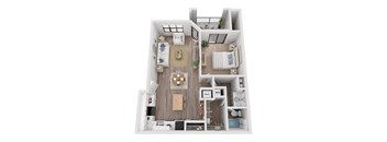 a 3 bedroom floor plan with a wood floor